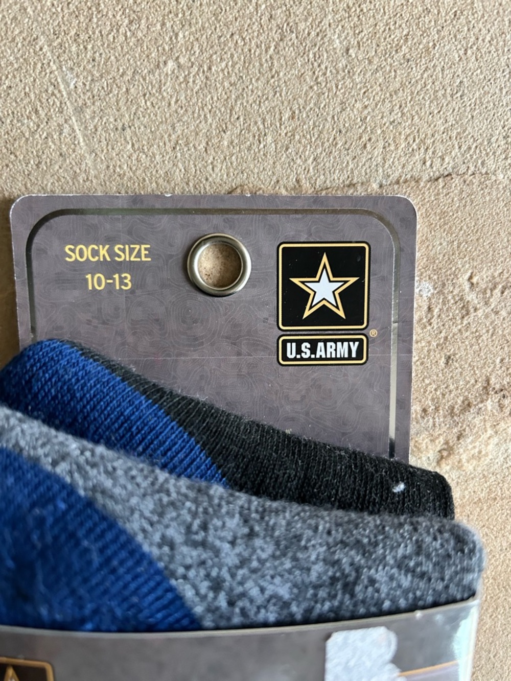 US Army Mens Thermal Crew Socks 2 Pack Gray Blue Star Logo Size 10-13 SX30026 - Picture 2 of 4